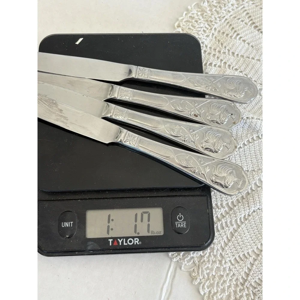 Cambridge Silver Rooster stainless steel dinner knives Set 4 Farmhouse Charm